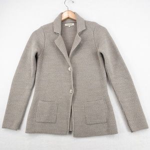 Cocogio Sweater Blazer Womens Small Tan Acrylic Wool Blend Academia Collegiate